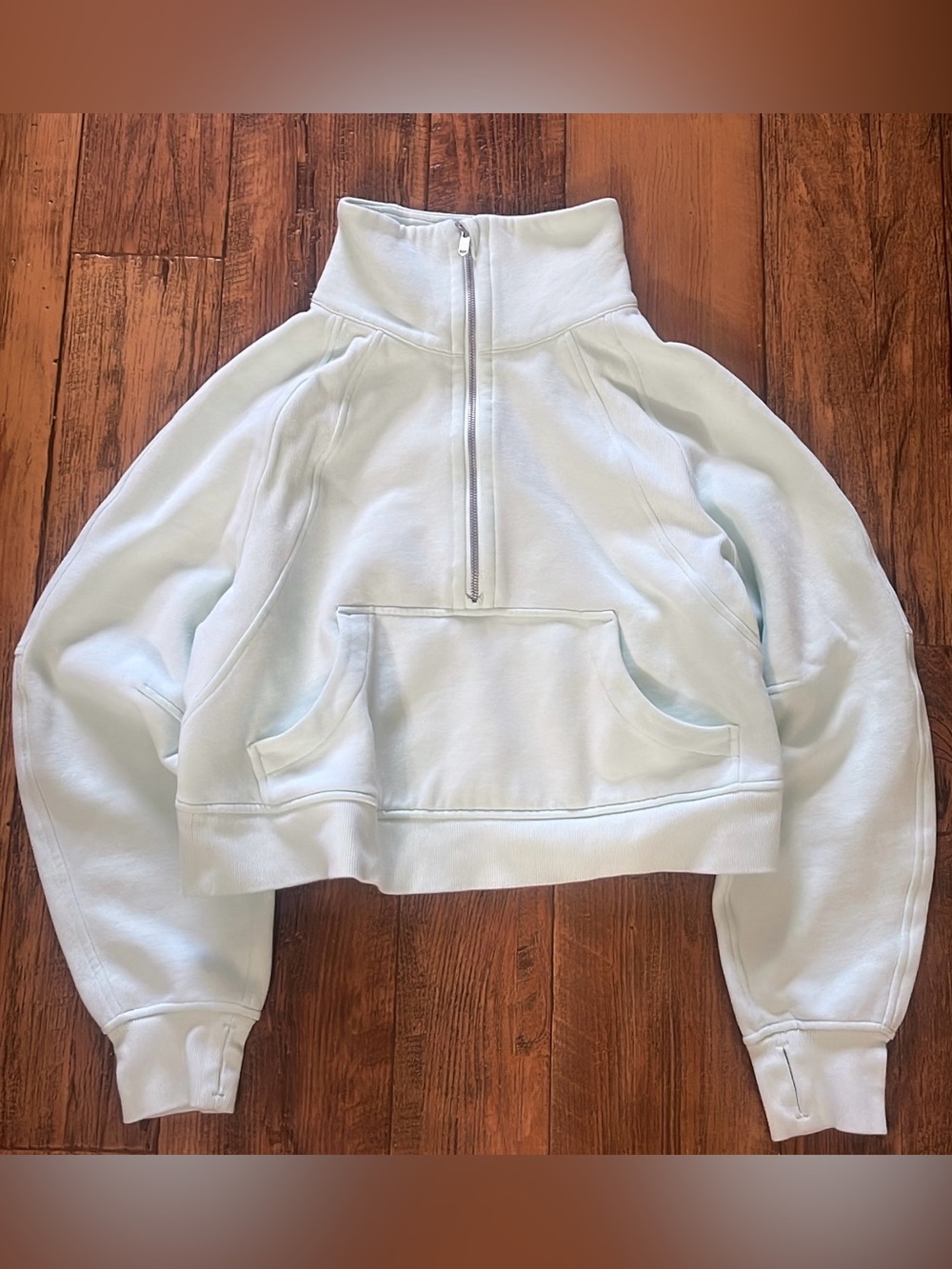 Lululemon Cropped Half-Zip Pullover Sweatshirt - light mint green